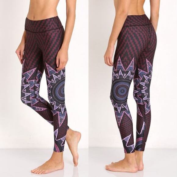 Mara Hoffman Pants - Mara Hoffman Starbasket Long Legging Women's Size M Burgundy Mid Rise Activewear